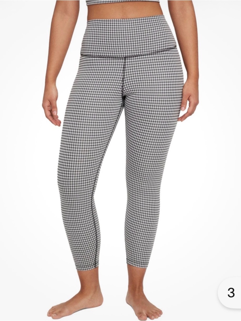 Nike Women's High Waisted Gingham Yoga Leggings Black/White Size XL cropped 23’